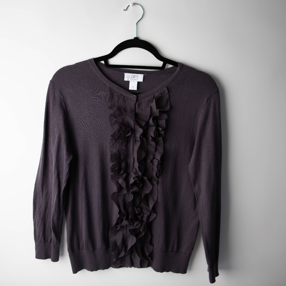 Loft Ruffle Front Sweater | Size Medium